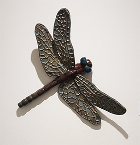Image of Jeanne Kagle's ceramic sculpture, Dragonfly.
